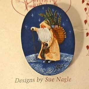 Paint In Tyme Santa Brooch